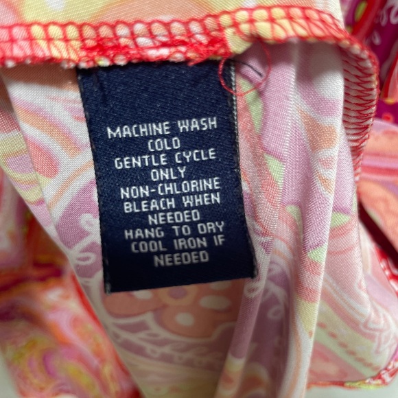 Chaps Sleeveless Faux Wrap, Midi V Neck Dress. Paisley Surplice Orange & Pink 🩷 - Picture 9 of 9